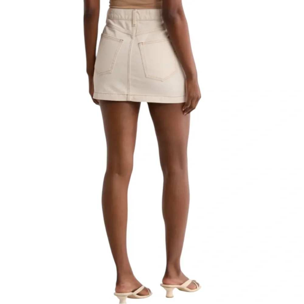 NWT Etica Sheldon Button Fly Denim Mini Skirt Parchment Size 28 Reg. $228 - Picture 2 of 9